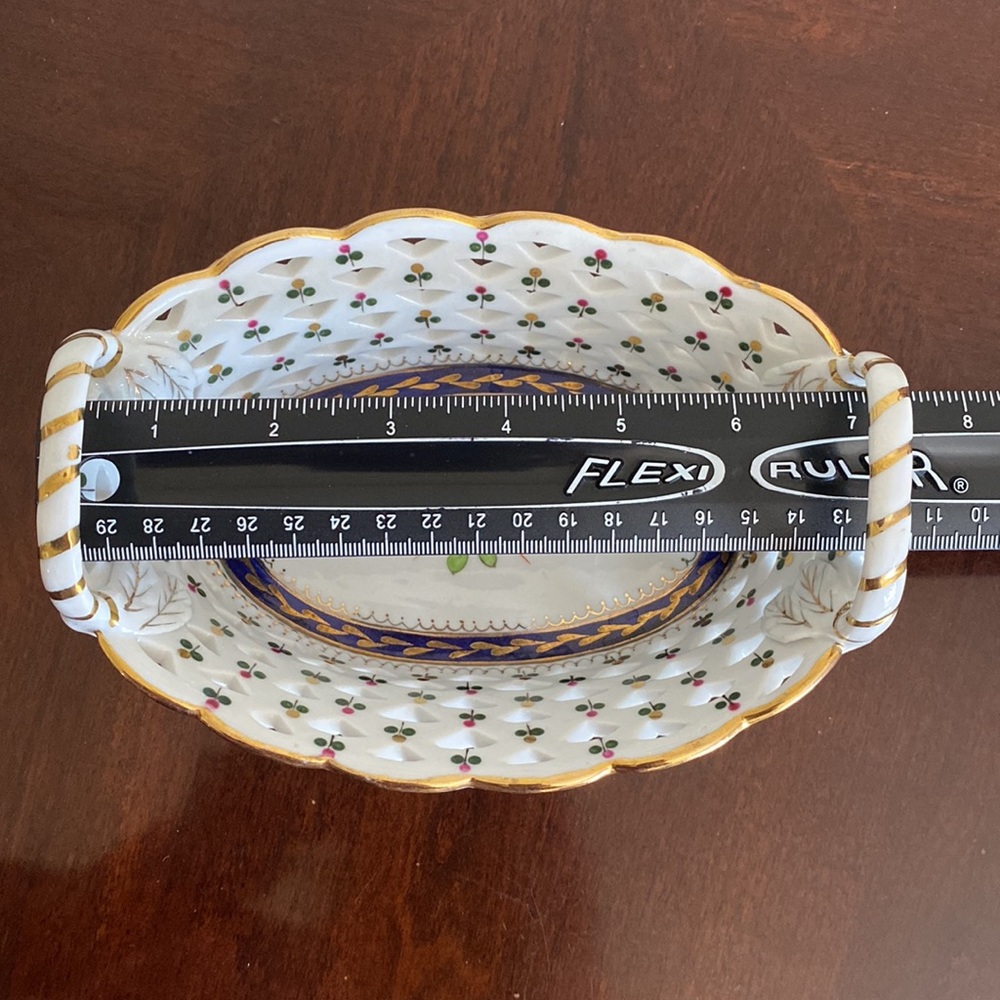 Hand Painted Porcelain Decorative Basket - Picture 12 of 13